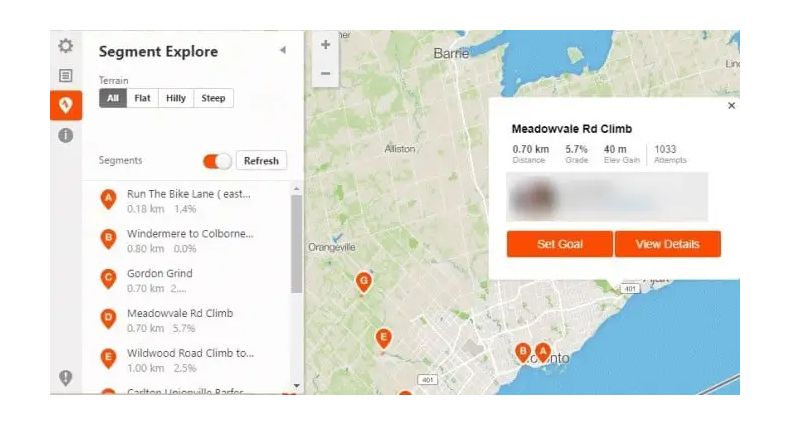 pantalla de incio de Strava