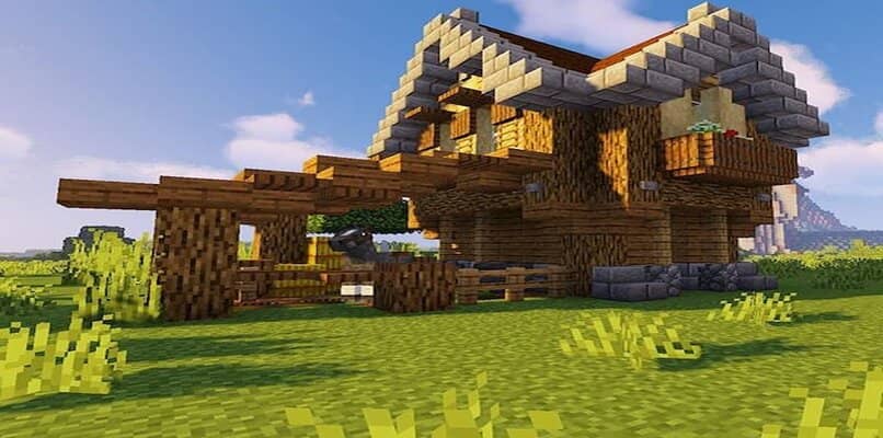 parte frontal de una casa rustica en minecraft