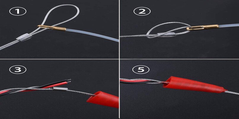 procedimiento para colocar el cable en la punta de la guia