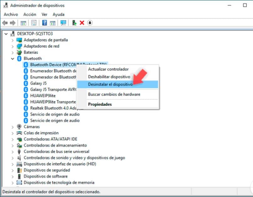 desinstalar controladores bluetooth