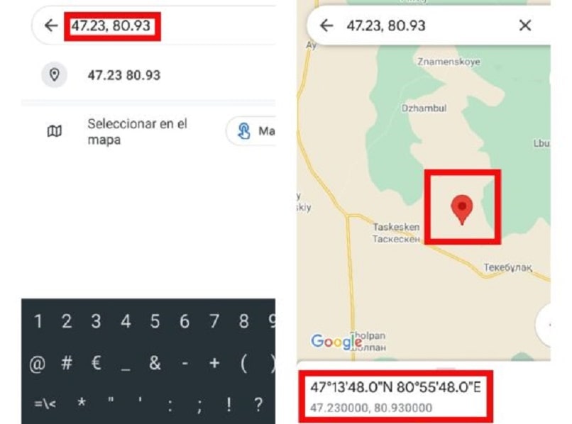 introducir coordenadas gps en google maps desde el movil