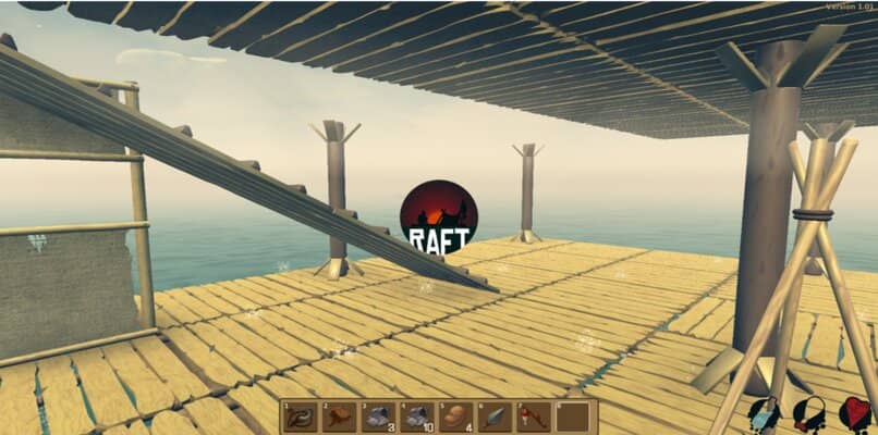 jugador navegando en una balsa en raft