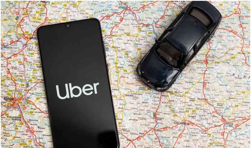 uber aplicacion movil y mapa