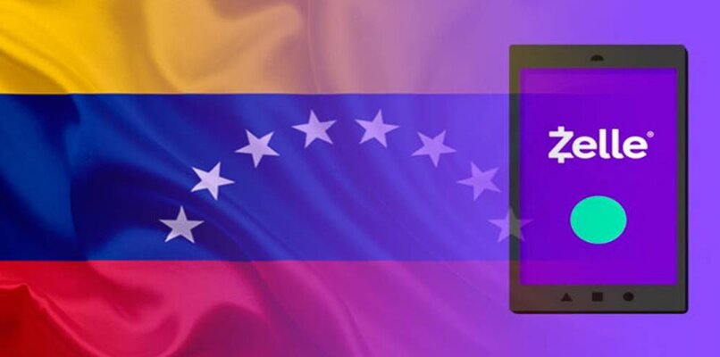 zelle con la bandera de venezuela de fondo